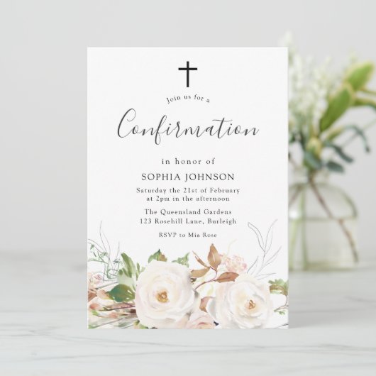 白かわいらし赤面水色フローラ確認 招待状 (スタンド正面)