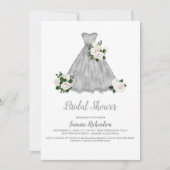 白かわいらし銀ブライダルシャワー 招待状 (正面)