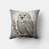 白かわいらし雪フクロウ冬 クッション (裏面)