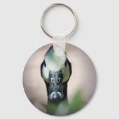 白かわいらし顔と黒くちばしを持つアヒル キーホルダー (正面)