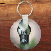 白かわいらし顔と黒くちばしを持つアヒル キーホルダー (正面)