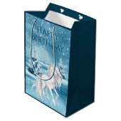 白かわいらし馬オンスノーウィンターナイト誕生日 ミディアムペーパーバッグ (裏面アングル)