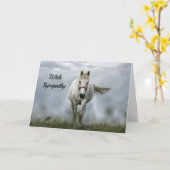 白かわいらし馬クラウドフォト悔やみや弔慰 カード (黄色い花)