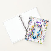 白かわいらし馬フローラパーソナライズされたスケッチブック ノートブック (内部)