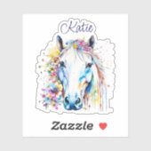 白かわいらし馬フローラパーソナライズされた シール (シート)