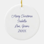 白かわいらし馬フローラパーソナライズされた セラミックオーナメント (裏面)