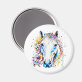 白かわいらし馬フローラパーソナライズされた マグネット (正面/裏面)