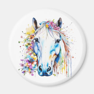 白かわいらし馬フローラパーソナライズされた マグネット