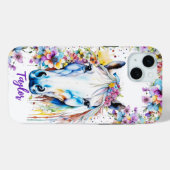 白かわいらし馬フローラパーソナライズされた Case-Mate iPhoneケース (裏面 (横))
