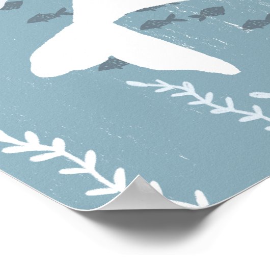 白かわいらし鯨赤ちゃんシャワー看板ポスター ポスター (角)