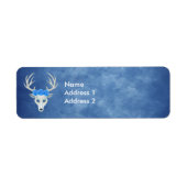 白かわいらし鹿の頭青い目を着用バラ ラベル (正面)