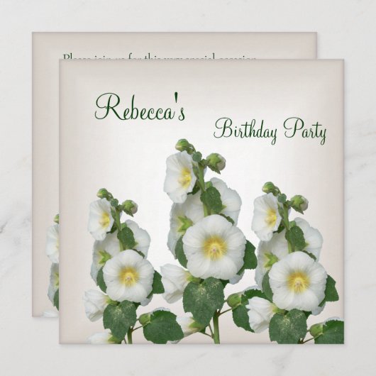 白かわいらし黄色の花クリームホワイト 招待状 (正面/裏面)