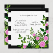 白かわいらし黒のストライプ 招待状 (正面/裏面)