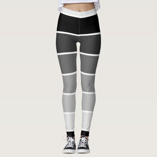 白かストライプのら黒へのグラデーション レギンス (正面)
