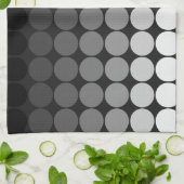 白かモダンポップ・アートのら黒の丸 キッチンタオル (折り畳み)