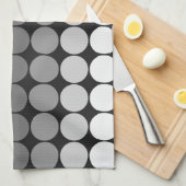 白かモダンポップ・アートのら黒の丸 キッチンタオル (四つ折り)