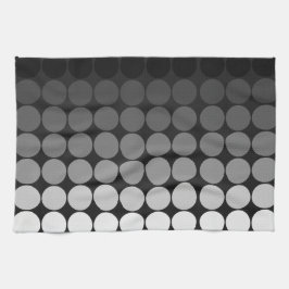 白かモダンポップ・アートのら黒の丸 キッチンタオル