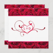 白くおよび赤いバラのカップルのシャワーの招待状 招待状 (正面/裏面)