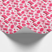 白くおよび赤い母の日継ぎ目が無いパターン ラッピングペーパー (角)