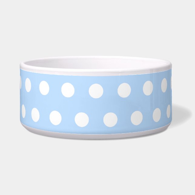白くおよび青の水玉模様パターン。 むらがある ボウル (正面)