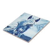 白くおよび青の馬頭部のタイル タイル (側面)