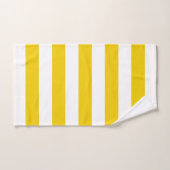 白くおよび黄色の横は縞で飾ります バスタオルセット (ハンドタオル)