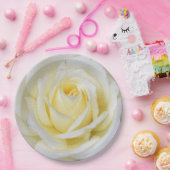 白くおよび黄色バラ ペーパープレート (パーティー)