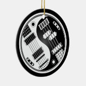 白くおよび黒いギターおよび低音の陰陽 セラミックオーナメント (右)