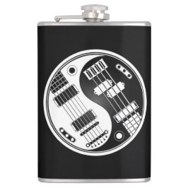 白くおよび黒いギターおよび低音の陰陽 フラスク