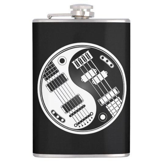 白くおよび黒いギターおよび低音の陰陽 フラスク (正面)