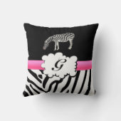 白くおよび黒いシマウマは縞で飾ります クッション (裏面)