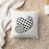 白くおよび黒いハート クッション (ブランケット)