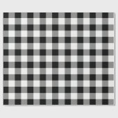 白くおよび黒いバッファローの点検の格子縞-ギフト用包装紙 ラッピングペーパー (フラット)