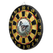 白くおよび黒いマガモは水の水泳を引込めます ダーツボード (正面右)