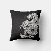 白くおよび黒い中国のなドラゴン クッション (裏面)