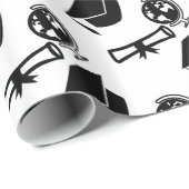 白くおよび黒い卒業の卒業生の帽子のふさの世界 ラッピングペーパー (ロールコーナー)