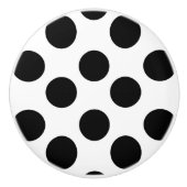 白くおよび黒い水玉模様の家具のノブ セラミックノブ (正面)