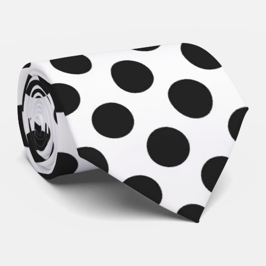 白くおよび黒い水玉模様 ネクタイ (ロール)