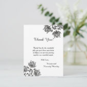 白くおよび黒い花柄4x5の平らなサンキューカード サンキューカード (スタンド正面)