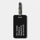 白くおよび黒い輪郭との（紋章の）フラ・ダ・リの金ゴールド ラゲッジタグ (裏面縦)