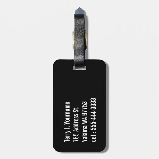 白くおよび黒い輪郭との（紋章の）フラ・ダ・リの金ゴールド ラゲッジタグ (裏面縦)