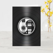 白くおよび黒い陰陽のギターのビニールのグラフィック カード (黄色い花)