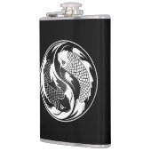 白くおよび黒い陰陽のコイの魚 フラスク (左)