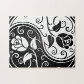 白くおよび黒い陰陽のバラ ジグソーパズル (横)