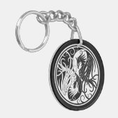 白くおよび黒い陰陽フェニックス キーホルダー (正面左)