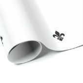 白くおよび黒い（紋章の）フラ・ダ・リの包装紙 ラッピングペーパー (ロールコーナー)