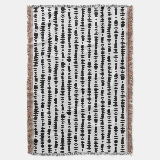 白くおよび黒くコンテンポラリーな種族は縞で飾ります スローブランケット (正面縦)