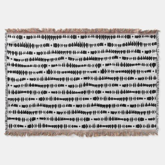 白くおよび黒くコンテンポラリーな種族は縞で飾ります スローブランケット (正面)