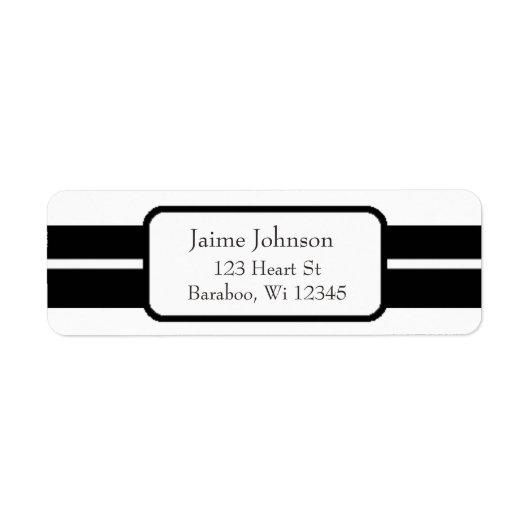 白くおよび黒く上品な差出人住所のステッカー ラベル (正面)