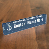 白くか青の航海のないかりの記号 デスクネームプレート (側面)